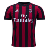 2017-18 AC Milan Home Red&Black Stripes Football Jersey Shirts