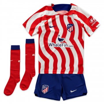 Atletico Madrid 2022-23 Home Soccer Jerseys + Shorts + Socks Kid's