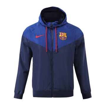 #Hoodie Barcelona 2023-24 Navy Soccer Windbreaker Jacket Men's