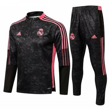 Real Madrid 2021-22 Black - Pink Soccer Training Suit Men's