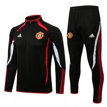 Manchester United 2021-22 Teamgeist Black Soccer Training Suit Jacket + Pants Men's