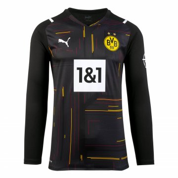 Borussia Dortmund 2021-22 Goalkeeper Black Long Sleeve Men's Soccer Jerseys
