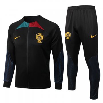 Portugal Black Soccer Jacket + Pants Men's 2022-23