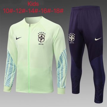 Brazil 2022 Green Soccer Jacket + Pants Kid's
