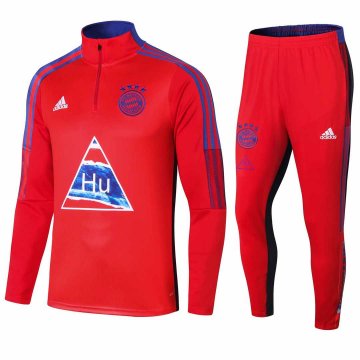 2020-21 Bayern Munich Human Race Red Men Half Zip Football Training Suit(Jacket + Pants)