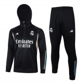 #Hoodie Real Madrid 2023-24 Black Soccer Training Suit Men's