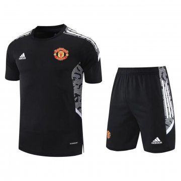Manchester United 2021-22 Black Soccer Training Suit Jersey + Pants Men's