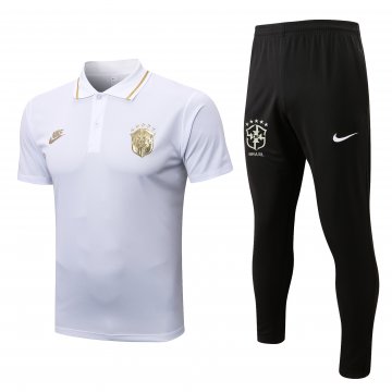 Brazil 2022-23 White Soccer Polo + Pants Men's