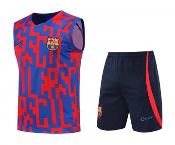 Barcelona 2022-23 Blue - Red Soccer Singlet + Short Men's