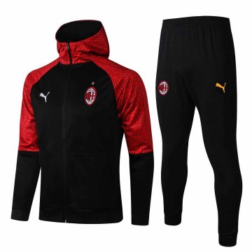 2020-21 AC Milan Hoodie Black Football Training Suit (Jacket + Pants) Men
