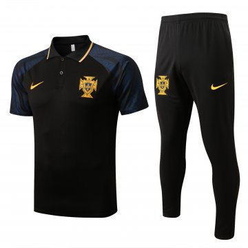 Portugal 2022-23 Black Soccer Polo + Pants Men's