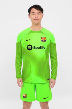 #Long Sleeve Barcelona 2022-23 Goalkeeper Green Soccer Jerseys Men's