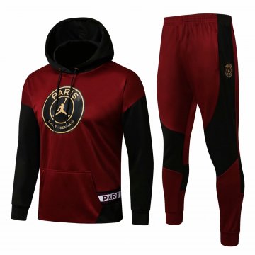 PSG x JORDAN 2021-22 Hoodie Burgundy Soccer Training Suit Sweatshirt + Pants Men's