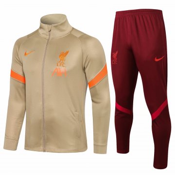 Liverpool 2021-22 Gold Soccer Training Suit Jacket + Pants Men's