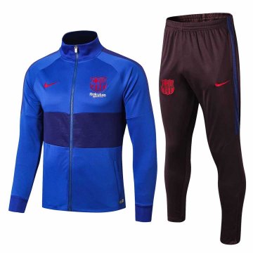 2019-20 Barcelona High Neck Blue Men's Football Training Suit(Jacket + Pants)