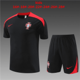 Portugal 2023-24 Black Soccer Jerseys + Short Kid's