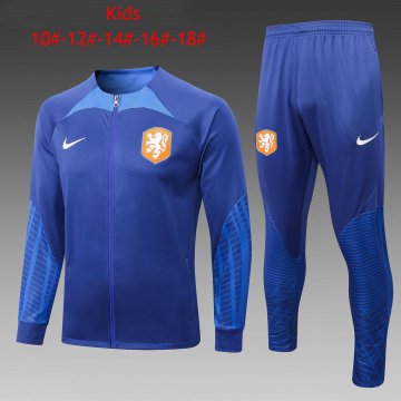 Netherlands 2022 Blue Soccer Jacket + Pants Kid's