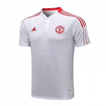 Manchester United 2021-22 White - Red Soccer Polo Jerseys Men's