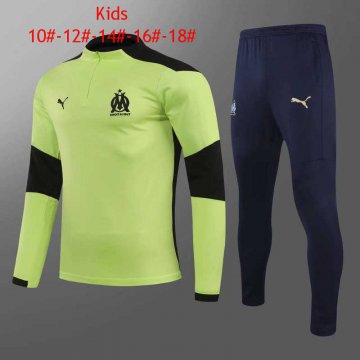 2020-21 Olympique Marseille Green Kids Half Zip Football Training Suit(Jacket + Pants)