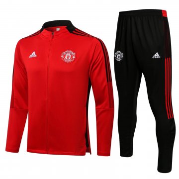 Manchester United 2021-22 Red Soccer Training Suit Jacket + Pants Men's