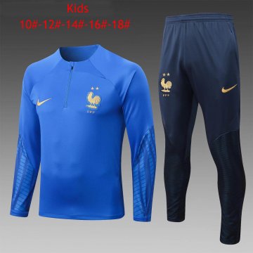 France 2022 Blue Soccer Training Suit Kid's