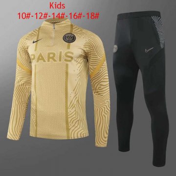 2020-21 PSG 50th Anniversary Gold Kids Half Zip Football Training Suit(Jacket + Pants)
