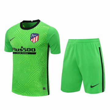 2020-21 Atletico Madrid Goalkeeper Green Men Football Jersey Shirts + Shorts Set