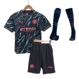 Manchester City 2023-24 Third Away Soccer Jerseys + Short + Socks Kid's