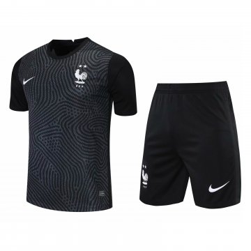 France 2021-22 Goalkeeper Black Soccer Jerseys + Short Men's