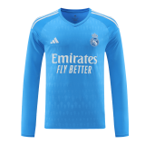 #Long Sleeve Real Madrid 2023-24 Goalkeeper Blue Soccer Jerseys Men's