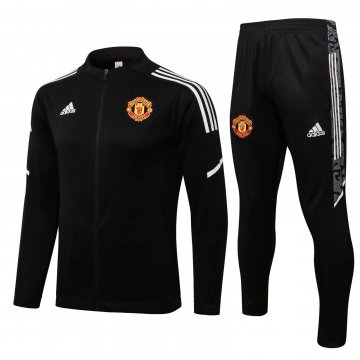 Manchester United 2021-22 Black - White Soccer Training Suit Jacket + Pants Men's