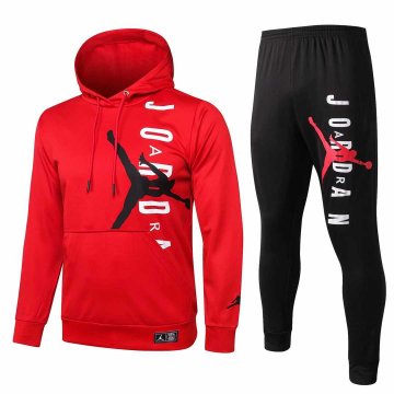 2020-21 PSG x JORDAN Hoodie Red ​II Men's Football Training Suit(Sweatshirt + Pants)