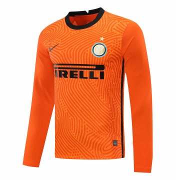 2020-21 Inter Milan Goalkeeper Orange Long Sleeve Men Football Jersey Shirts