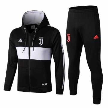 2019-20 Juventus Hoodie Black Men's Football Training Suit(Jacket + Pants)