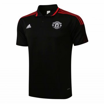 Manchester United 2021-22 Black - Red Soccer Polo Jerseys Men's