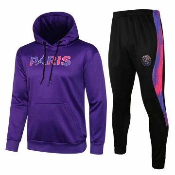 2021-22 PSG x Jordan Hoodie Purple Football Training Suit (Sweatshirt + Pants) Men's
