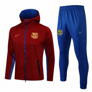 2021-22 Barcelona Hoodie Red Football Training Suit(Jacket + Pants) Men's