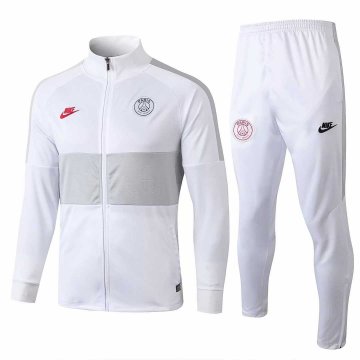 2019-20 PSG White/Grey Men's Football Training Suit(Jacket + Pants)
