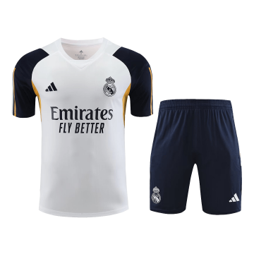 Real Madrid Pre-Match White Soccer Jerseys + Short Men's 2023/24