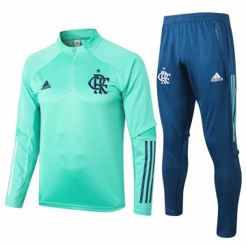 2020-21 Flamengo Green Half Zip Men's Football Training Suit(Sweatshirt + Pants)