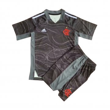 2021-22 Flamengo Grey Goalkeeper Football Jersey Shirts + Short Kid's