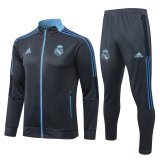 Real Madrid 2021-22 Grey Soccer Training Suit Jacket + Pants Men's