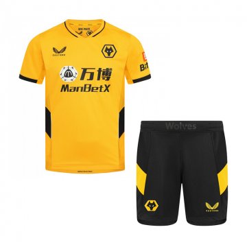 Wolverhampton 2021-22 Home Kid's Soccer Jerseys + Short