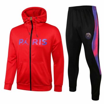 2021-22 PSG x Jordan Hoodie Red Football Training Suit (Jacket + Pants) Men's