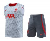 Liverpool 2023-24 Light Grey Soccer Singlet + Short Men's