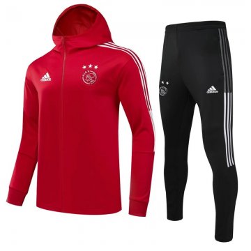 Ajax 2021-22 Hoodie Red Soccer Training Suit Jacket + Pants Men's