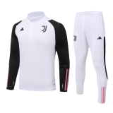Juventus 2023-24 White Soccer Zipper Sweatshirt + Pants Kid's