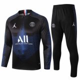 2019-20 PSG Half Zip Blue Stripe Men's Football Training Suit(Jacket + Pants)