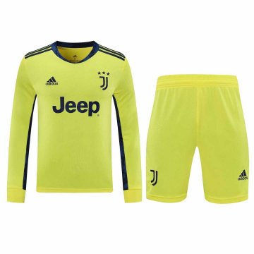 2020-21 Juventus Goalkeeper Yellow Long Sleeve Men Football Jersey Shirts + Shorts Set