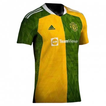 Manchester United 2021-22 Yellow - Green Soccer Training Jerseys Men's